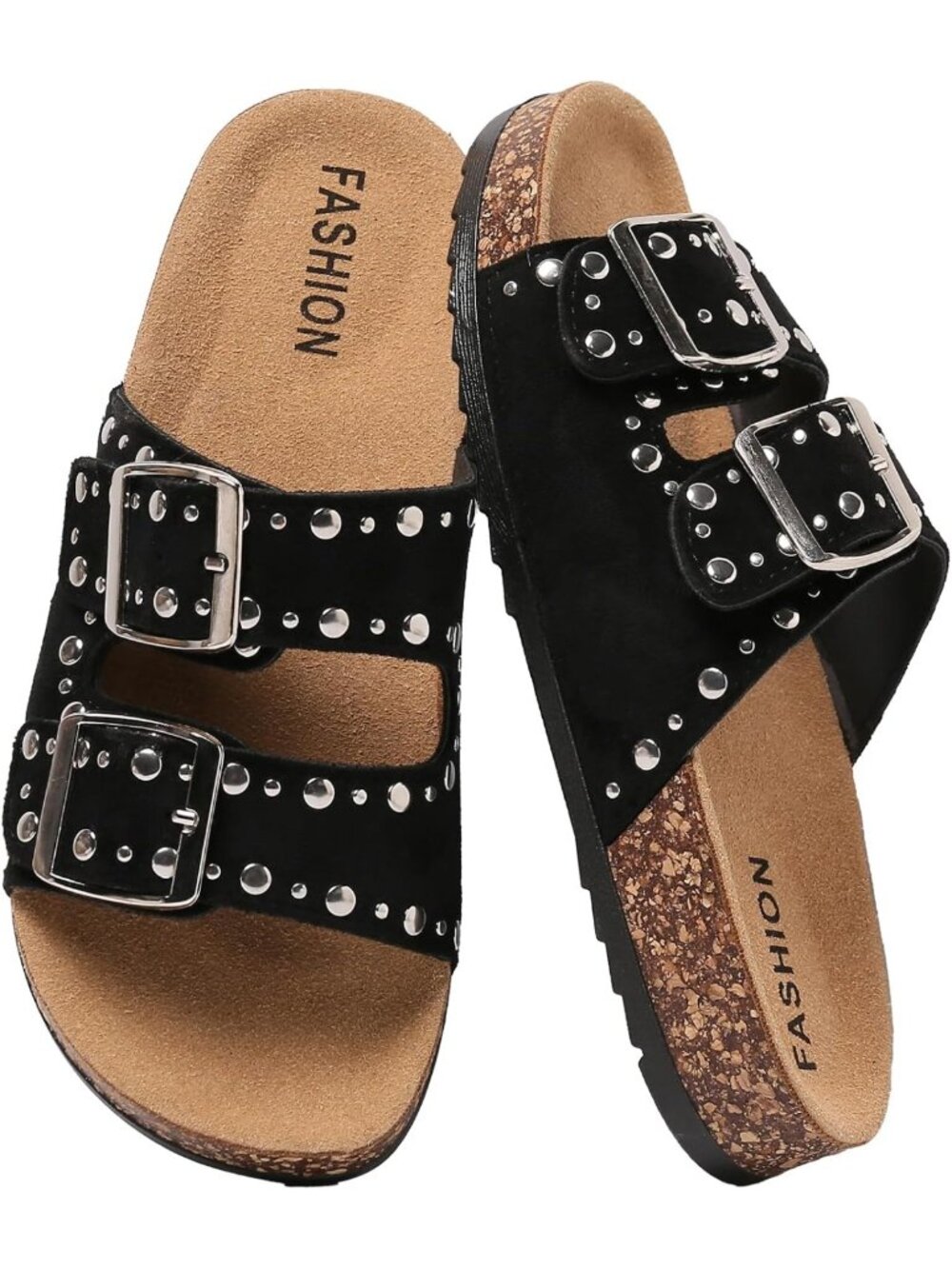 Stylish Adjustable Buckle Slide Sandals with Cork Footbed for Women & Men